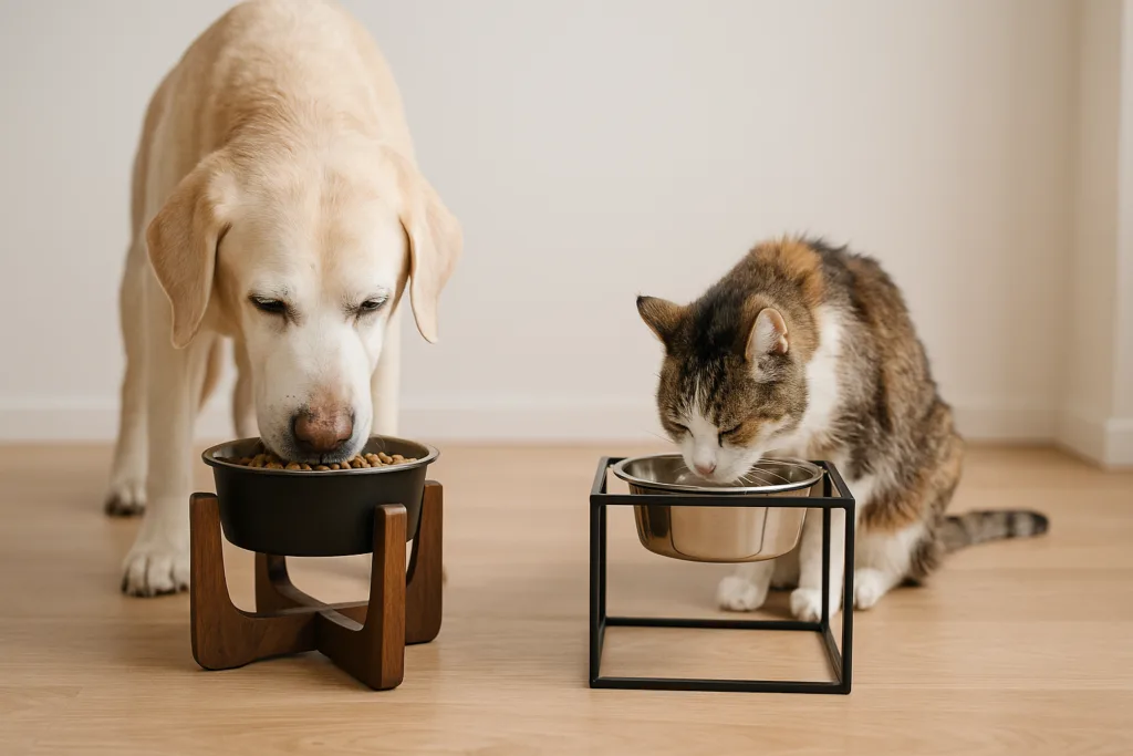 Comederos elevados para perros y gatos senior: cuándo ayudan