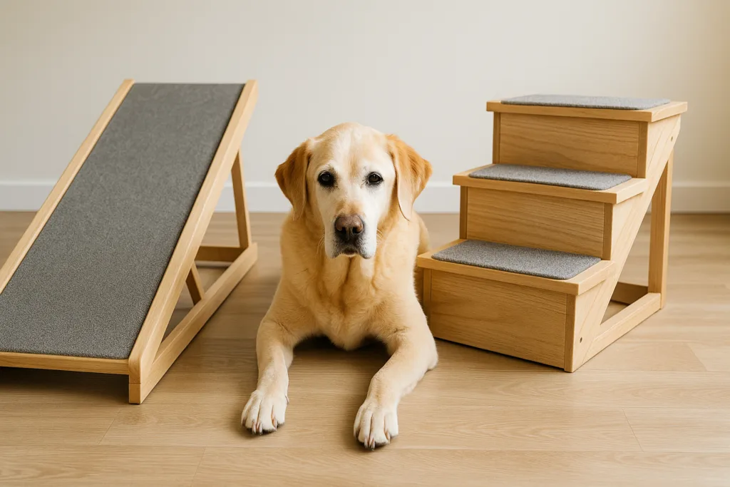Rampas y escaleras para perros senior: cuándo usarlas